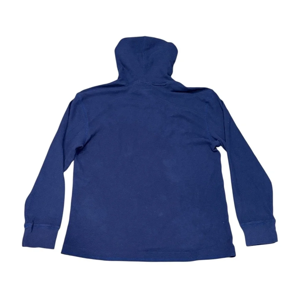 Club Room Mens Long Sleeve Waffle Knit Thermal Henley Hoodie Fitted XXL Blue‎